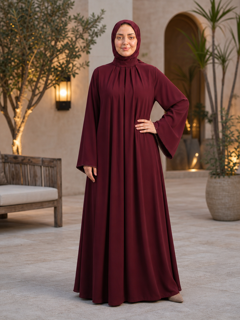 Luna Abaya-Burgundy